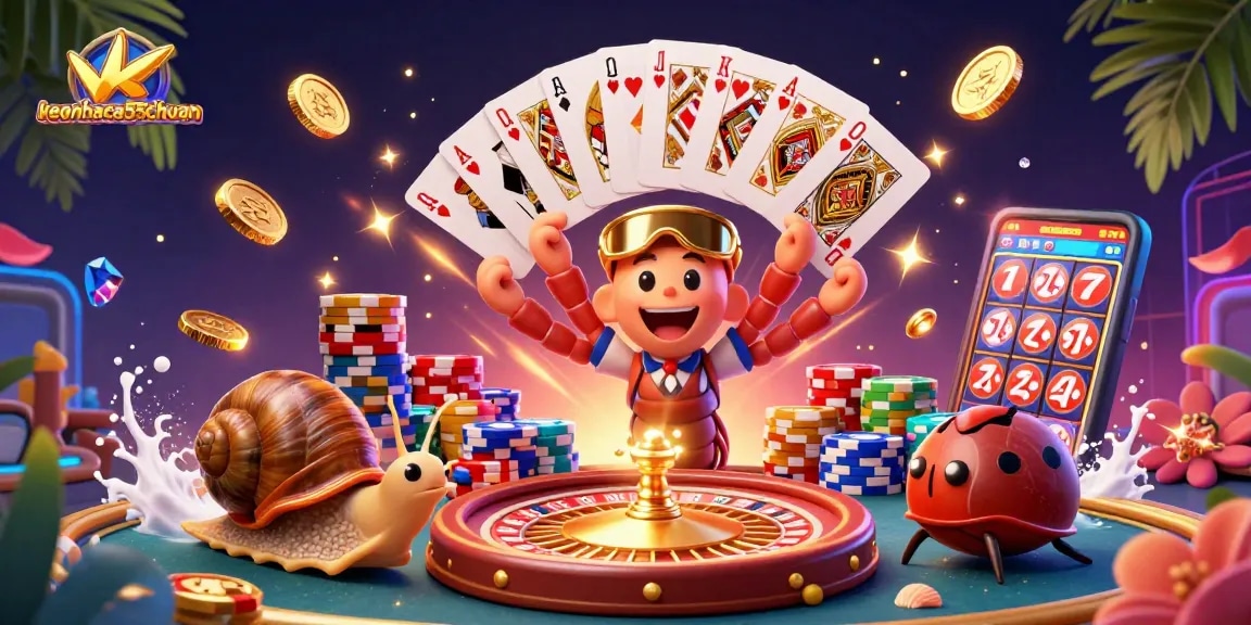 Engage in thrilling gameplay with keonhacai55chuan’s animated casino characters, vibrant coins, and dynamic odds.