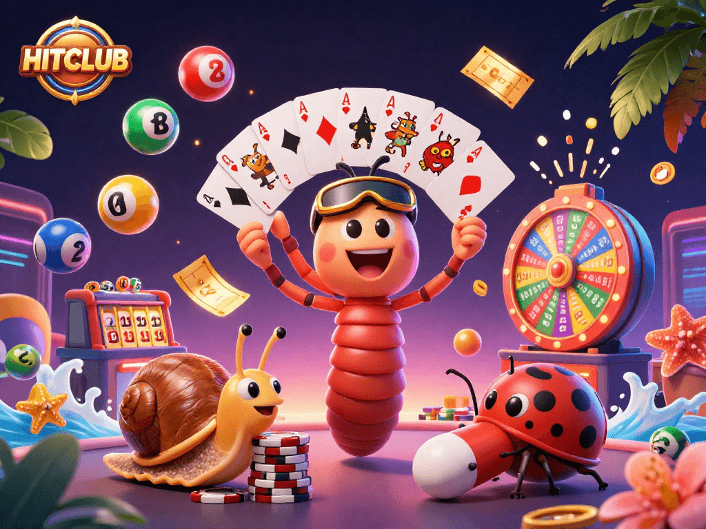 Engage with HITCLUB's vibrant casino scene featuring a charming dealer and thrilling game elements.