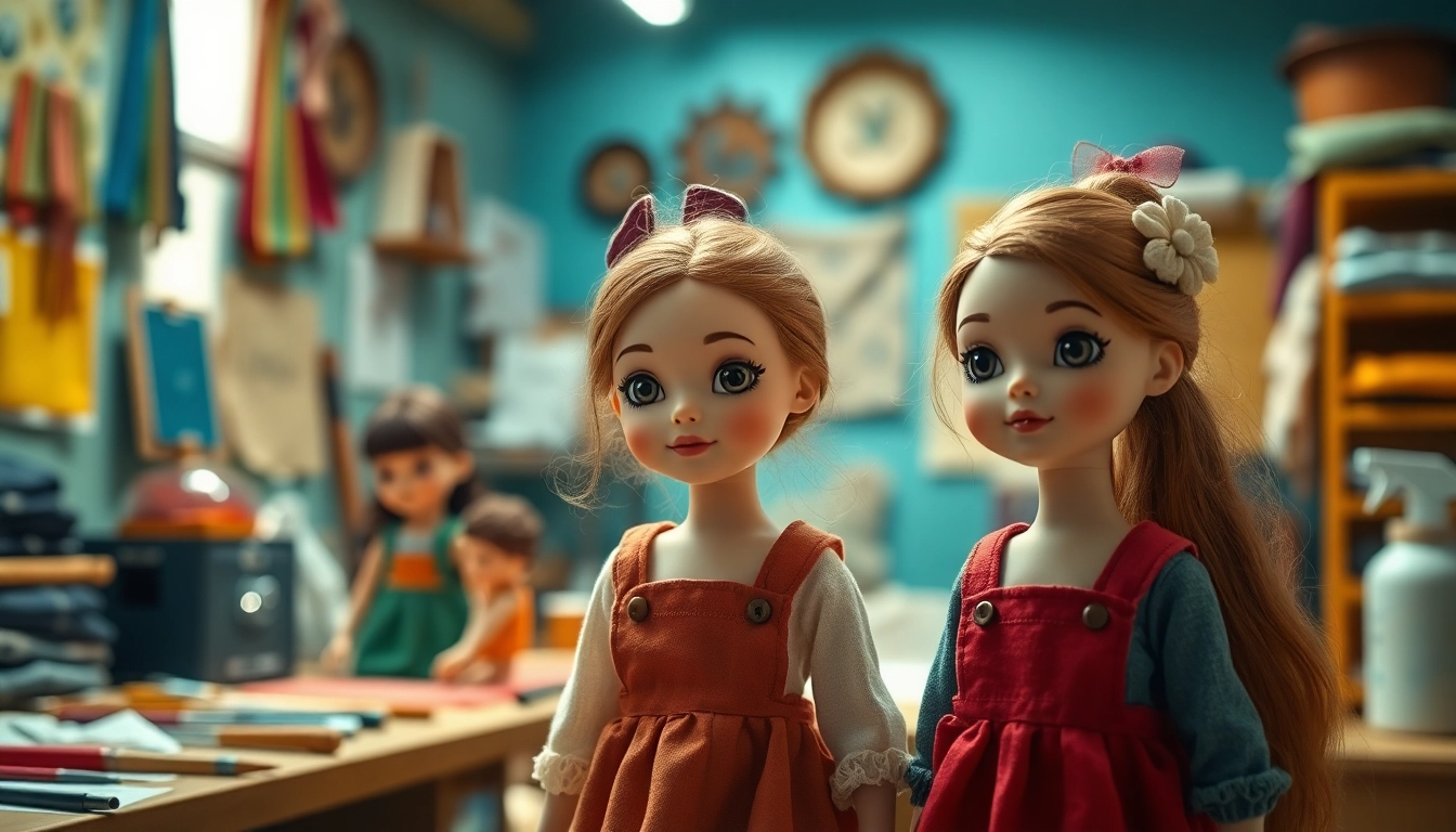 Gestalten von Gutdolls, die in einem einladenden Atelier liebevoll präsentiert werden.