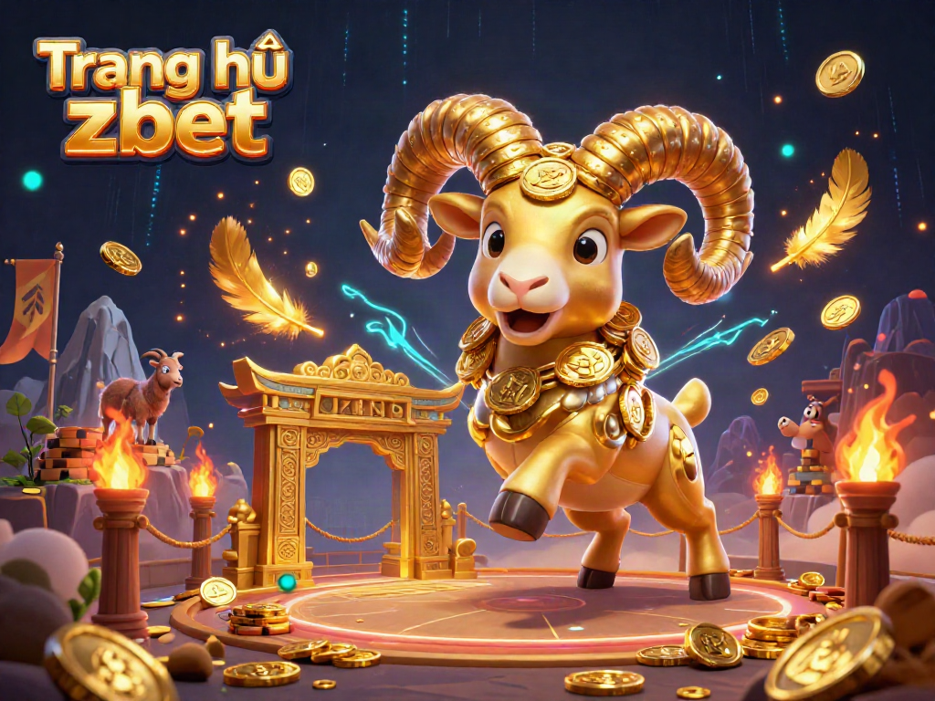 Exciting action scene at Trang chủ zbet featuring a golden ram charging through a casino-themed environment.