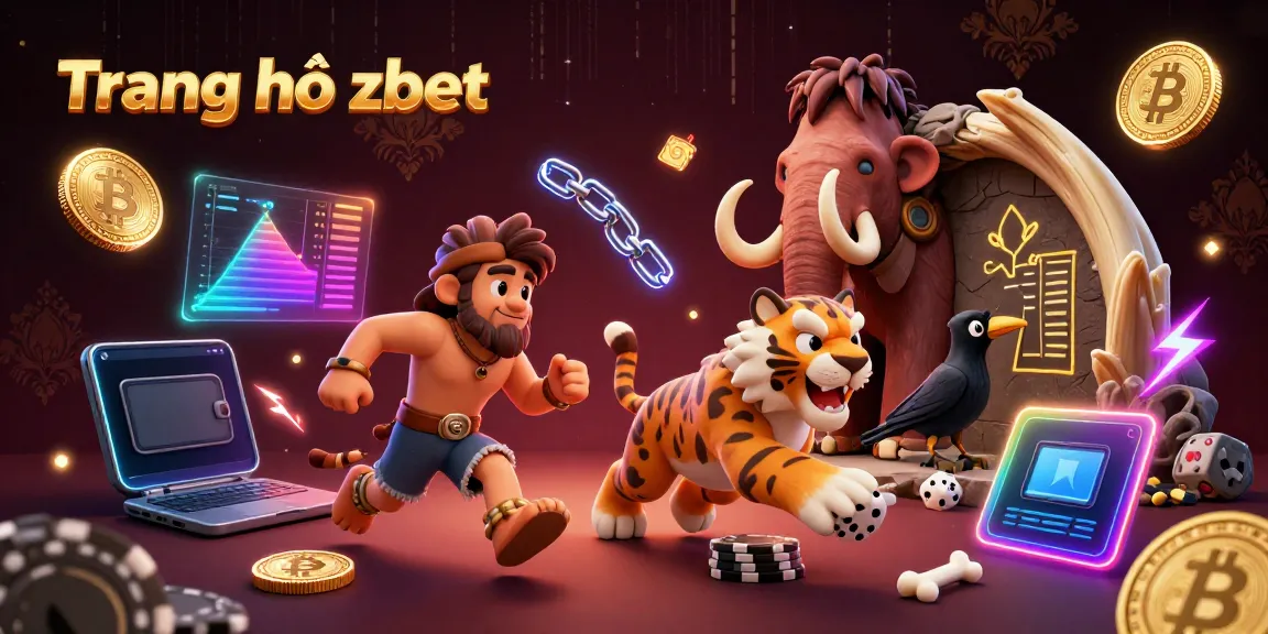 Engage in exciting gameplay at Trang chủ zbet with dynamic 3D cartoon illustration showcasing a prehistoric casino.