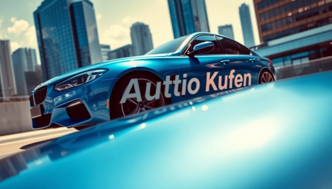 Auto Kufen vehicle showcased in an urban environment with a sleek design and vibrant colors.