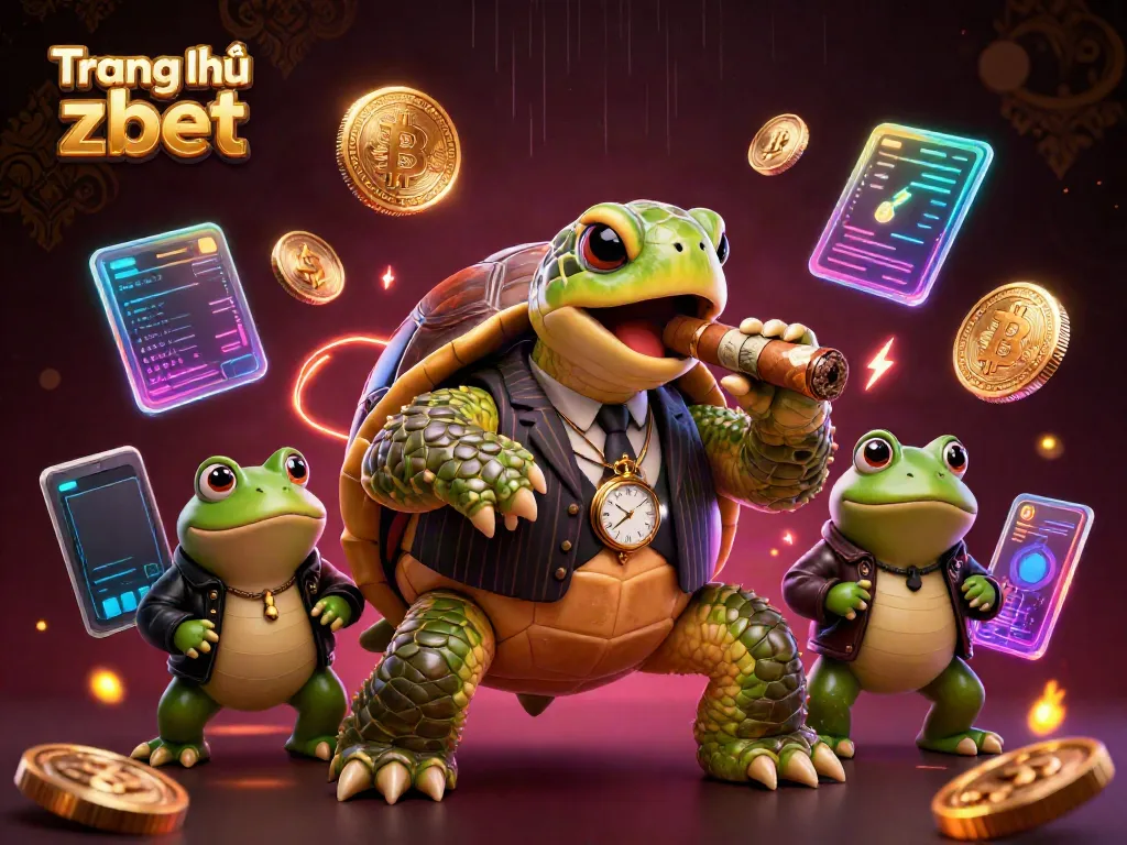 Join the action on Trang chủ zbet with a vibrant 3D casino scene featuring a cartoon turtle and bullfrogs.