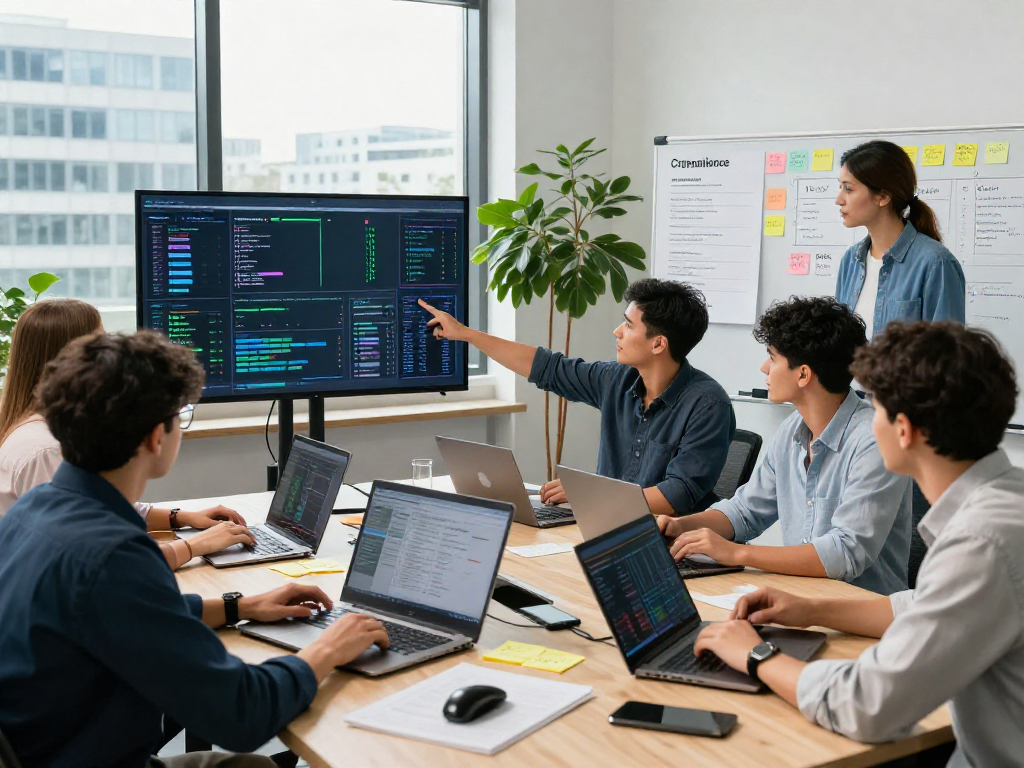Daten- und IT-Sicherheit Dienstleistung showcased in a collaborative cybersecurity workspace with experts analyzing threat data.