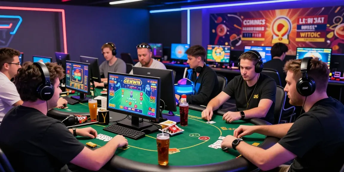 Exciting online gaming at GEMWIN, with players immersed in vibrant poker action and digital promotions.