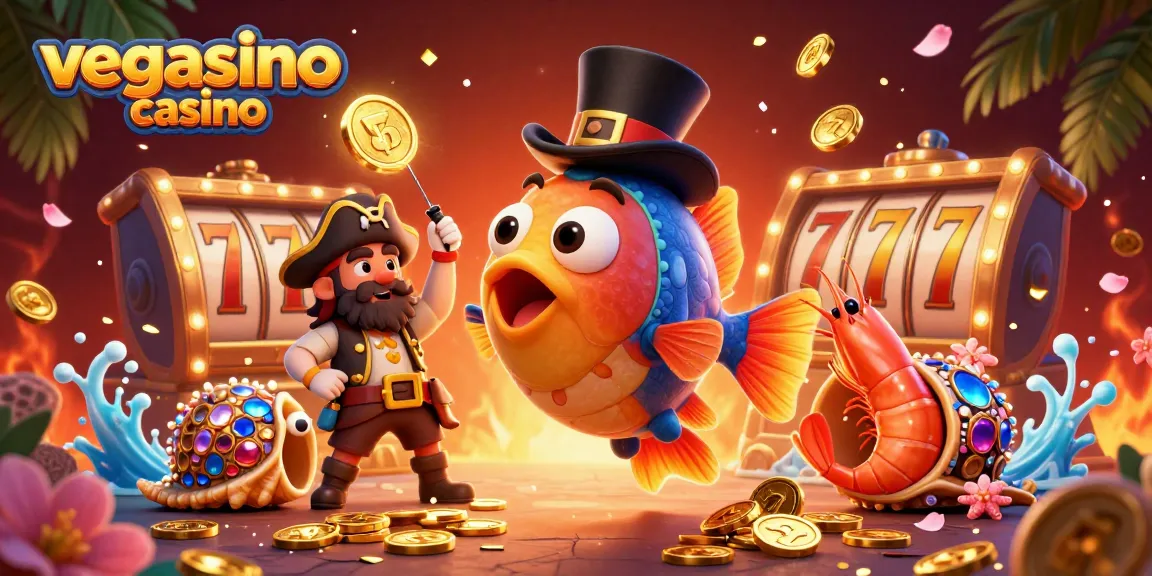 Experience winning spins at vegasino casino with a vibrant 3D scene of luck and excitement.