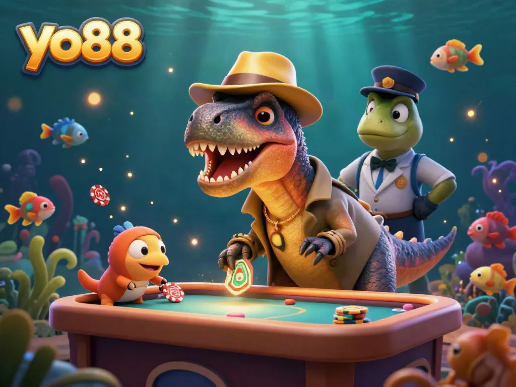 Participate in the thrilling yo88 fish shooting adventure featuring vibrant sea creatures, animated characters, and dynamic gameplay.