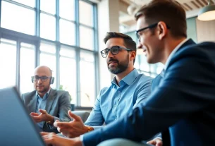Interviewing a Headhunter Schweiz in a modern office setting, demonstrating professionalism.