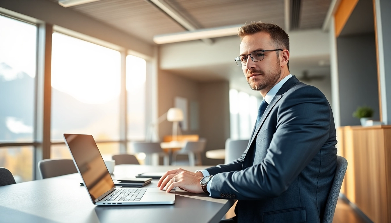 Professioneller Headhunter Schweiz arbeitet konzentriert an einem modernen Schreibtisch.